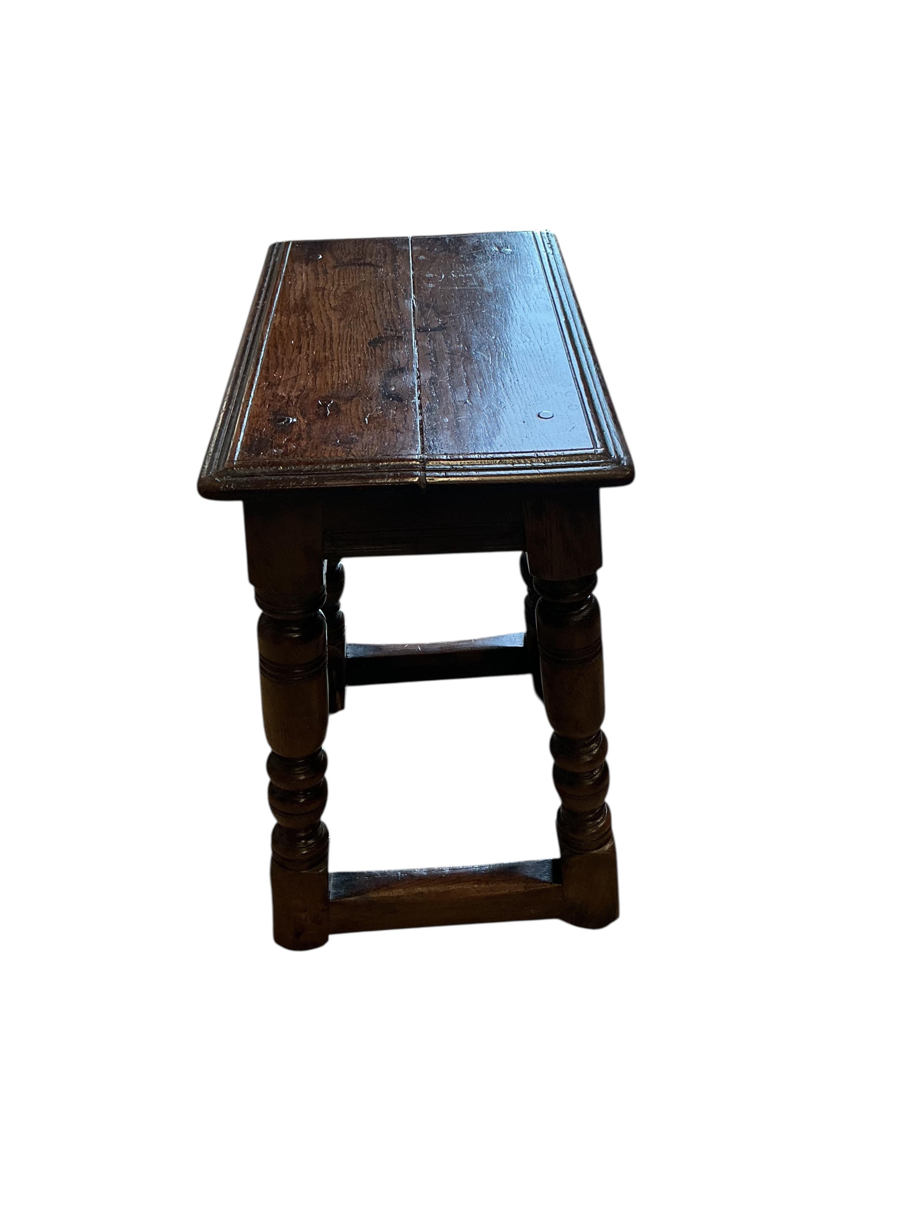 A Victorian oak joint stool, width 44cm, depth 26cm, height 52cm
